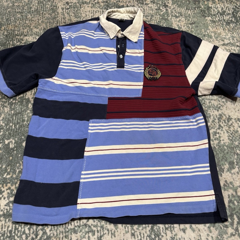 vintage Y2K Sean John patchwork asymmetric block polo shirt 2XL